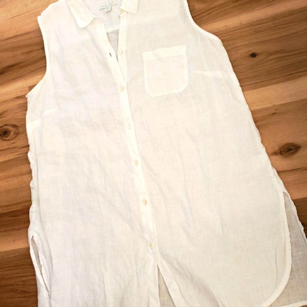 Love Linen JJill Button Down Collared Tank Tunic